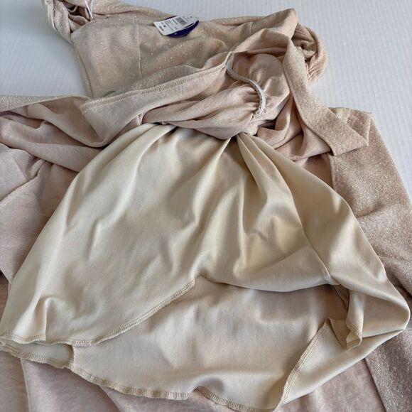 Windsor Off-Shoulder Champagne Glitter Evening Gown Side Slit Formal Dress - Picture 14 of 14